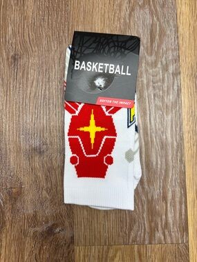 Basketball Crew Socks with Red Graphic - Unbranded